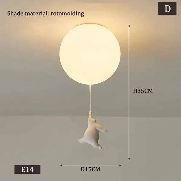 DecorBites™ Kids Bear LED Ceiling Light - Designer Bedroom Pendant Lamp