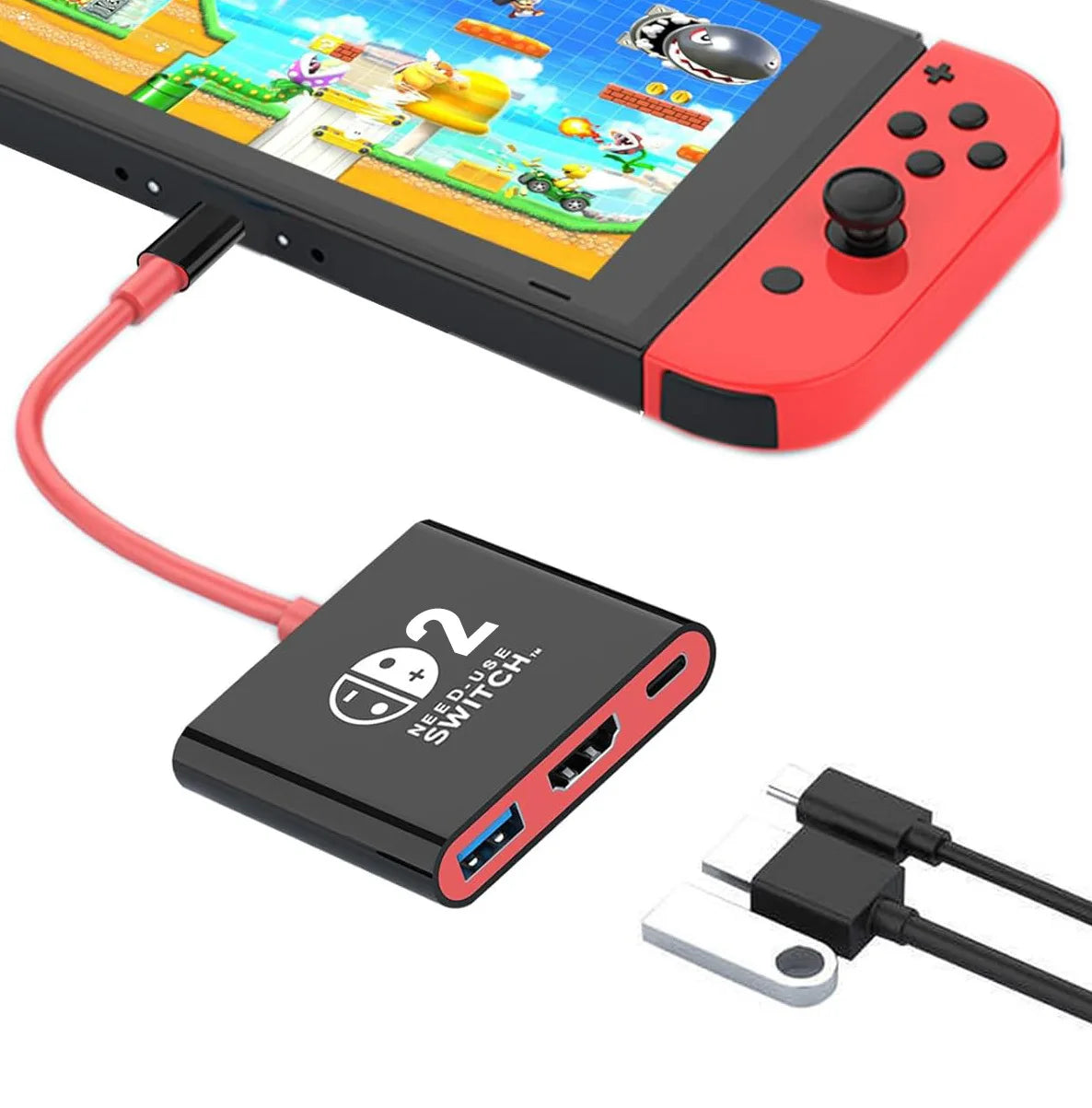 Switch 2 Dock HDMI 4K USB 3.0 Hub Adapter USB Splitter TV Portable Docking Station for NDS Switch2 Laptops PC iPad MacBook Air P