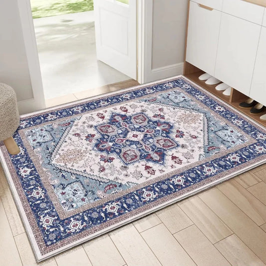 VIKAMA Vintage Persian Floral Area Rug Non Slip Entrance Doormat Traditional Oriental Pattern Living Room Bedroom Decor Carpet