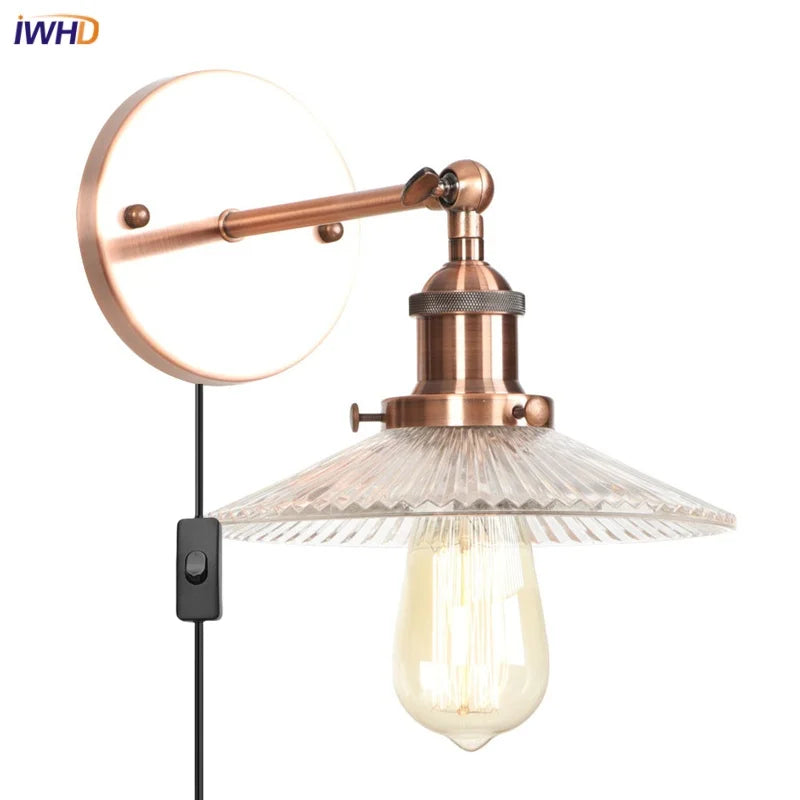 DecorBites™ Industrial Loft LED Wall Lights for Bedroom, Plug In Stairs Lamp