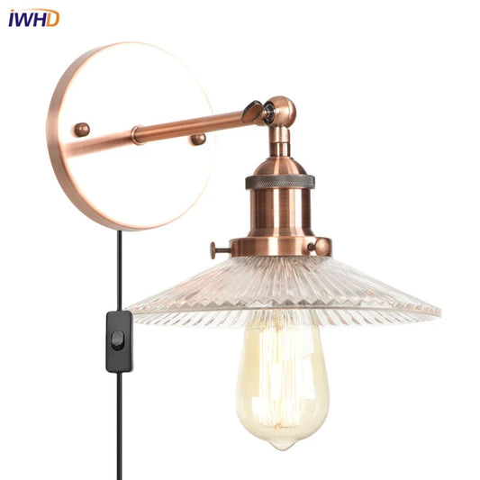 DecorBites™ Industrial Loft LED Wall Lights for Bedroom, Plug In Stairs Lamp