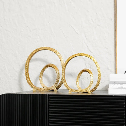 DecorBites™ Golden Circle Hollowed-out Ornaments: Home Decor Figurines