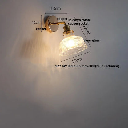 DecorBites™ Glass Rotate Copper Wall Sconce | Pull Chain Switch LED Light Fixture