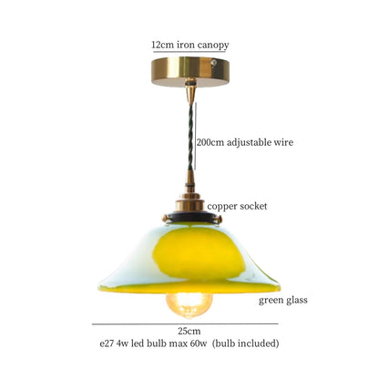 DecorBites™ Green Glass LED Pendant Light for Home Decor and Cafe Lighting