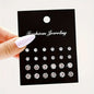 12/24/36 Pairs Shiny Zircon Stud Earrings Set Daily Versatile Chic