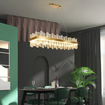 DecorBites™ Golden Crystal Chandelier LED Pendant Light - Luxury Modern Glass Lighting