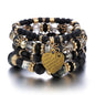4pcs Boho Crystal Beads Chain Bracelet Set for Women Vintage Heart