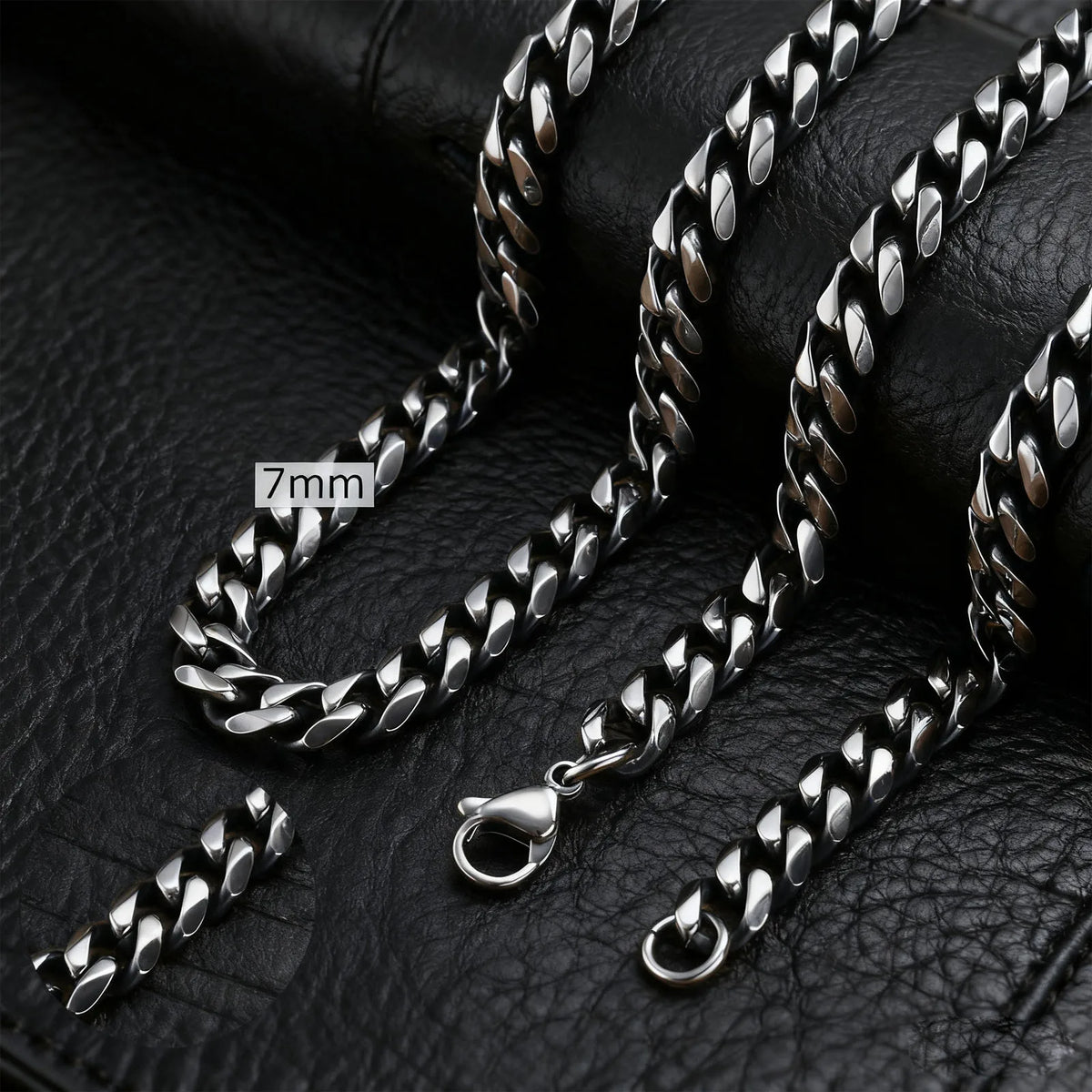 3-11mm Classic Cuban Chain Necklace for, Silver Black Gold Grey Color