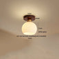 DecorBites™ Green Glass LED Ceiling Lamp Nordic Wood Copper Ceiling Lights