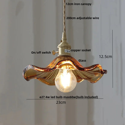 DecorBites™ Green Flower Glass Pendant Light - Modern Kitchen Bar Restaurant Hanging Lamp