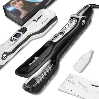 Wide Plate Steam Hair Straightener Temperature Controlled Perm