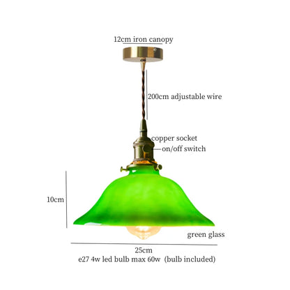 DecorBites™ Green Glass LED Pendant Lamp for Living & Dining Room Decor