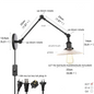 DecorBites™ Industrial Loft Swing Arm Wall Sconce Clear Glass Pull Chain Switch Bedside Lamp