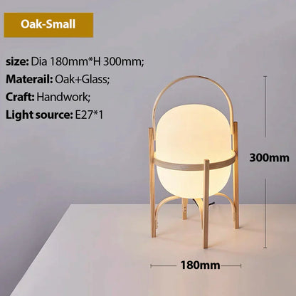 DecorBites™ Japanese Style Glass Table Lamp with Wood/Metal Frame