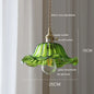 DecorBites™ Green Glass LED Pendant Lamp with Copper Wood Handle for Modern Nordic Home Decor