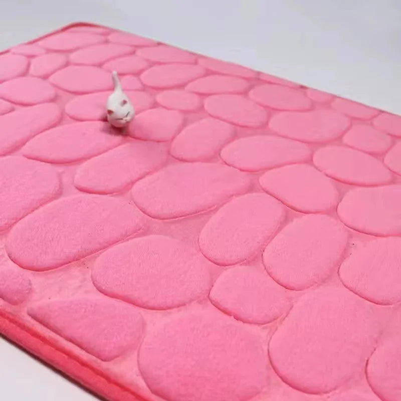 40x60cm/50x80cm Bath Rugs Mat Non Slip Cobblestone Embossed Carpets