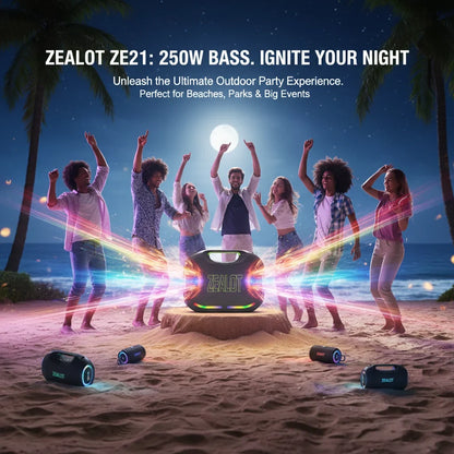 ZEALOT-ZE21 400W Big Power Wireless Bluetooth Peaker Outdoor Portable 48000mAh Long Battery With RGB Color Lights TWS Subwoofer High Volume Waterproof Bluetooth Speaker
