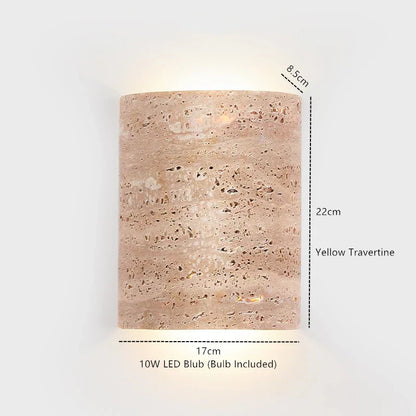 DecorBites™ LED Button Switch Wall Light in Yellow Travertine White Glass - Modern Nordic Design