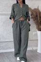Autumn Cotton and Linen Pant Sets Women Fashion Long Sleeve Shirts