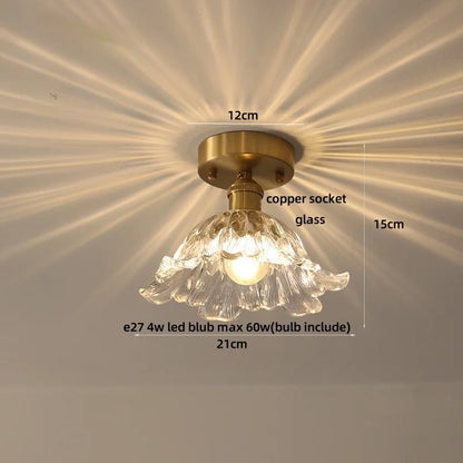 DecorBites™ Green Flower Glass LED Ceiling Light Fixture - Nordic Modern Design