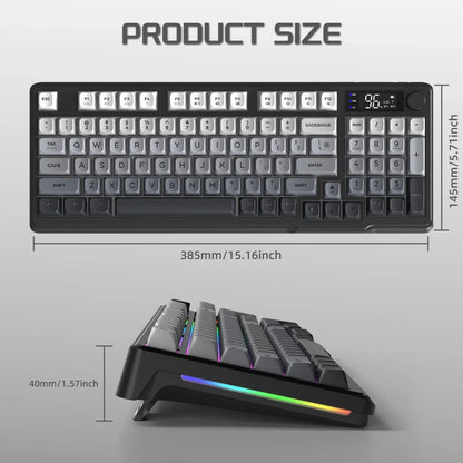 M96 Wireless Keyboard and Mouse Set, Bluetooth&2.4G, Smart Screen, 96 Keys, RGB, Silent Keyboard Mouse Combo