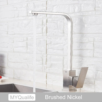 DecorBites™ Kitchen Faucet: Chrome/Gold 360° Rotation Mixer Tap, Deck Mounted Utility Sink