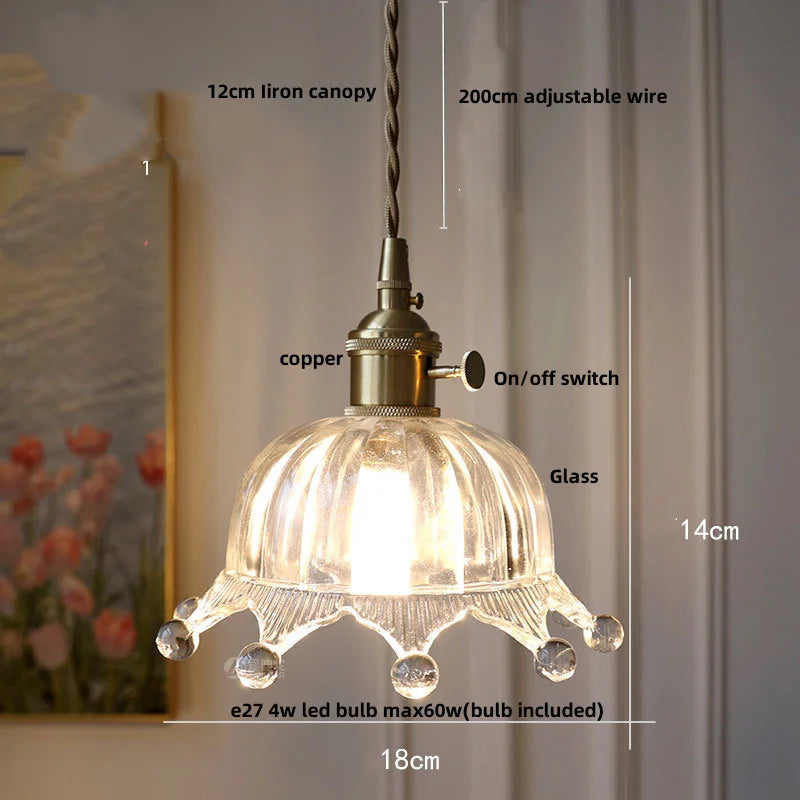 DecorBites™ Glass LED Pendant Lamp Modern Copper Socket Hanging Light