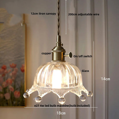 DecorBites™ Glass LED Pendant Lamp Modern Copper Socket Hanging Light