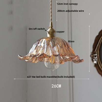 DecorBites™ Green Glass LED Pendant Lights with Walnut Wood Hanging Lamp