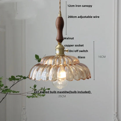 DecorBites™ Glass Flower LED Pendant Light, Adjustable Knob Switch, Modern Design