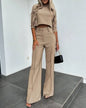 Casual Long Sleeve Shirt Pants Set Office Lady Spring Autumn Fashion