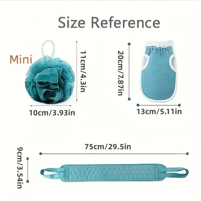 3pcs/set Body Cleaning Washcloth Bathroom Shower Ball Back Scrubber
