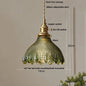 DecorBites™ Green Glass LED Pendant Lights with Walnut Wood Hanging Lamp