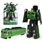 BKK Alloy Deformation Robot Train Engineering Vehicle Dinosaur Green Leather Train Toy