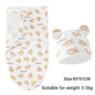 Baby Blanket Hat Set Cartoon Printed Cotton Newborn Swaddle Adjustable Infant Sleeping Swaddle Wraps All Seasons 0-6 Months