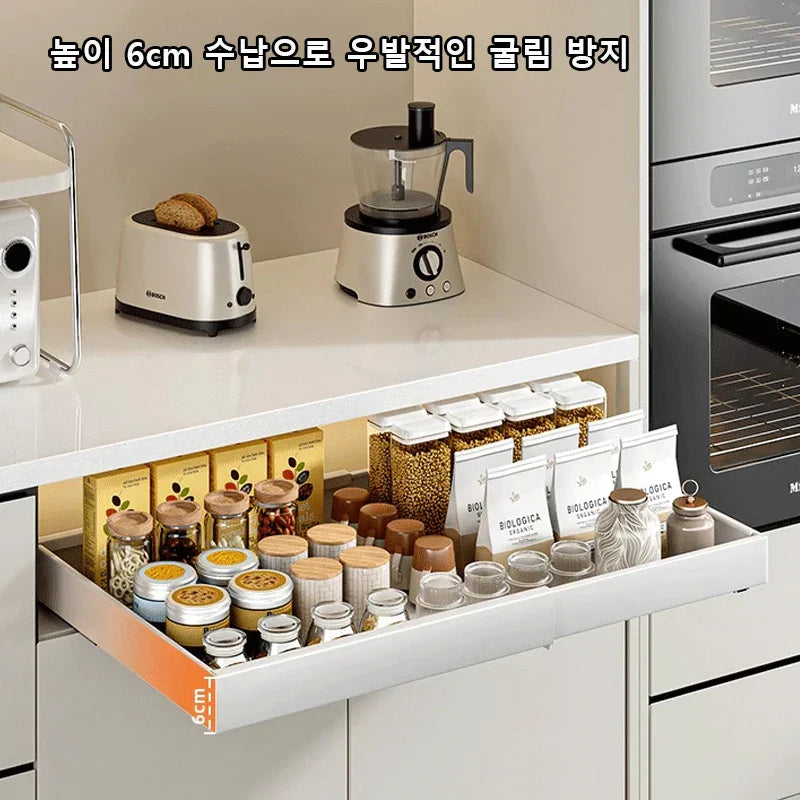 DecorBites™ Kitchen Storage Rack Drawer Organizer with Slide Rails