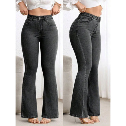 New Women's Elastic Slimming Bell Bottom Jeans Butt Lifting Waist