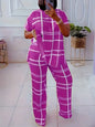 Short Sleeve 2 Piece Women Sets 2025 Spring Summer Matching Sets Stripe Print Two Pieces Sets Top Pants Suits Outfits Clothing
