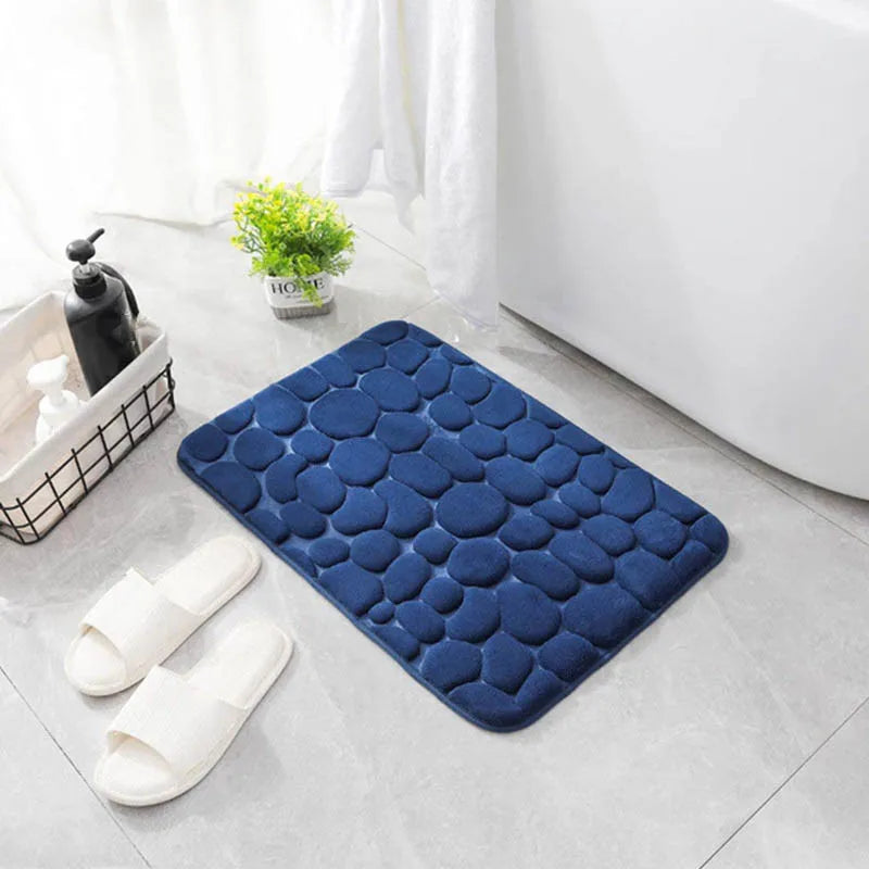 40x60cm/50x80cm Bath Rugs Mat Non Slip Cobblestone Embossed Carpets