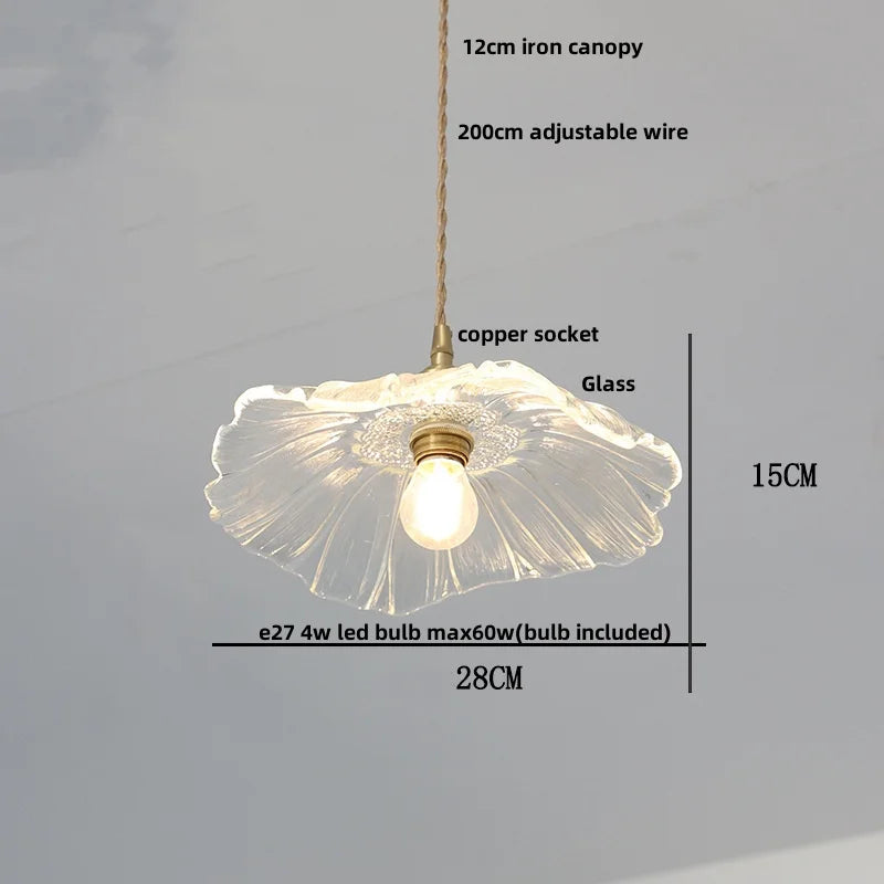 DecorBites™ Glass LED Pendant Lamp with Wood Handle - Modern Nordic Hanging Light