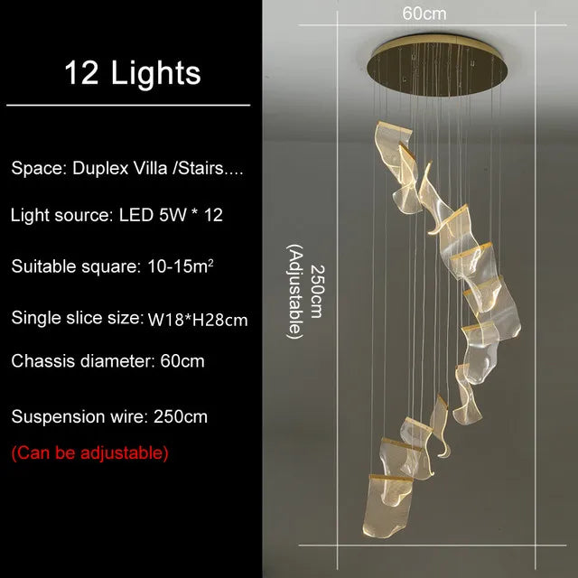 DecorBites™ LED Ceiling Chandelier Stairs Pendant Lamp Modern Novelty Lighting Living Room Dining Room
