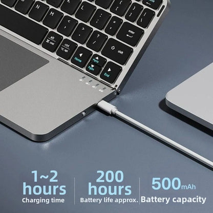 Bluetooth 5.3 Wireless Bluetooth Keyboard Portable Detachable Foldable Keyboard with Touchpad Universal Rechargeable Keyboard
