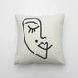 DecorBites™ Lambswool Face Cushion Cover 45x45 Beige White Abstract Art Pillowcase
