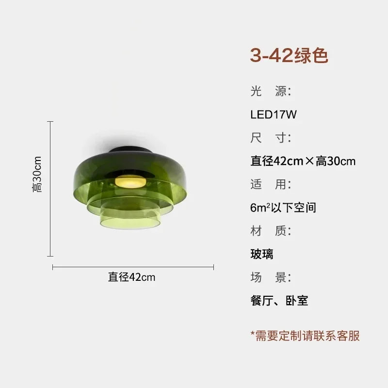 DecorBites™ Glass LED Ceiling Light in Amber/Gray/Green - Modern Indoor Lighting for Various Spaces