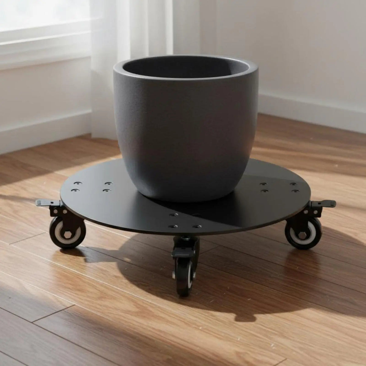 Versatile Heavy Duty Plant Holder Metal Rolling Planter Stand with Lockable Wheels for Home Garden