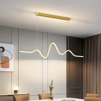 DecorBites™ LED Aluminum Chandelier Modern Wave Line Kitchen Island Pendant Light