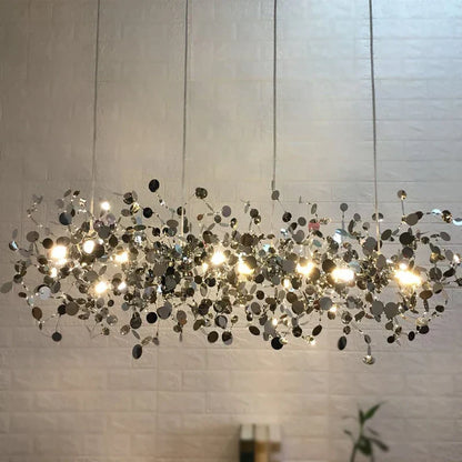 DecorBites™ Leaf Chrome Ceiling Chandelier for Living Room, Bar, or Balcony Lighting
