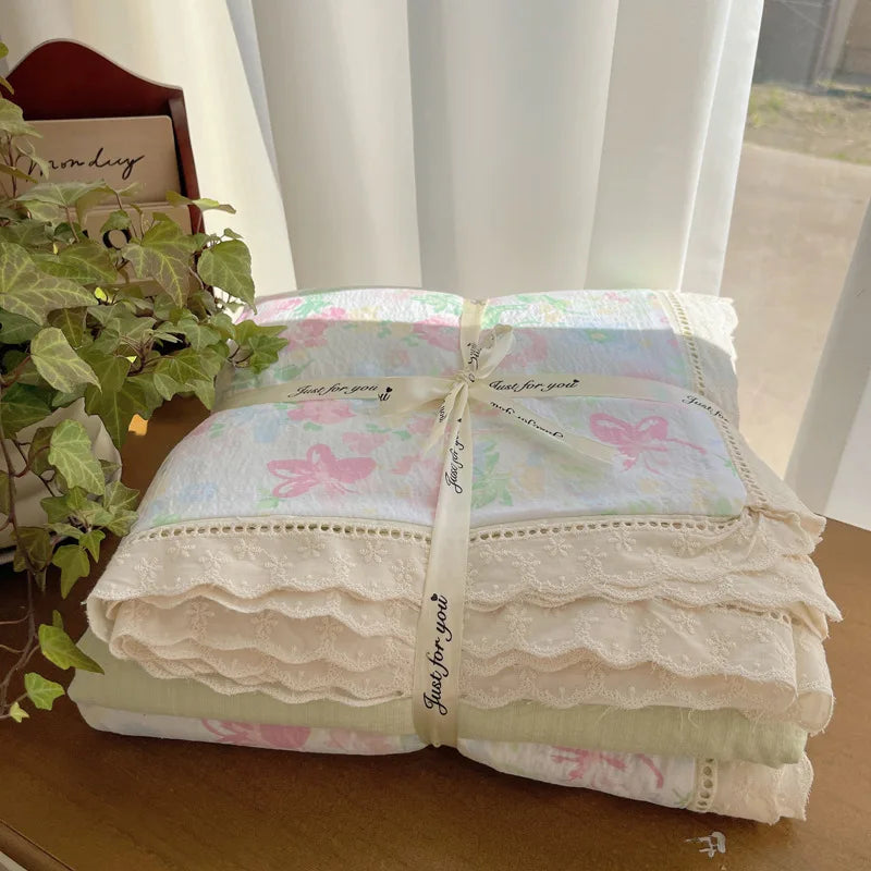 DecorBites™ Lace Romantic Comforter Set - Full Twin Double Size Bed Linens