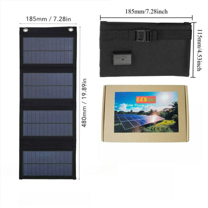 Outdoor Backpack Carry Portable Foldable Waterproof Solar Charging Panel 25W 100W Dual USB Solar Power Source Camping Hiking