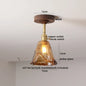 DecorBites™ Green Glass LED Ceiling Lights: Modern Copper Wood Indoor Lamp